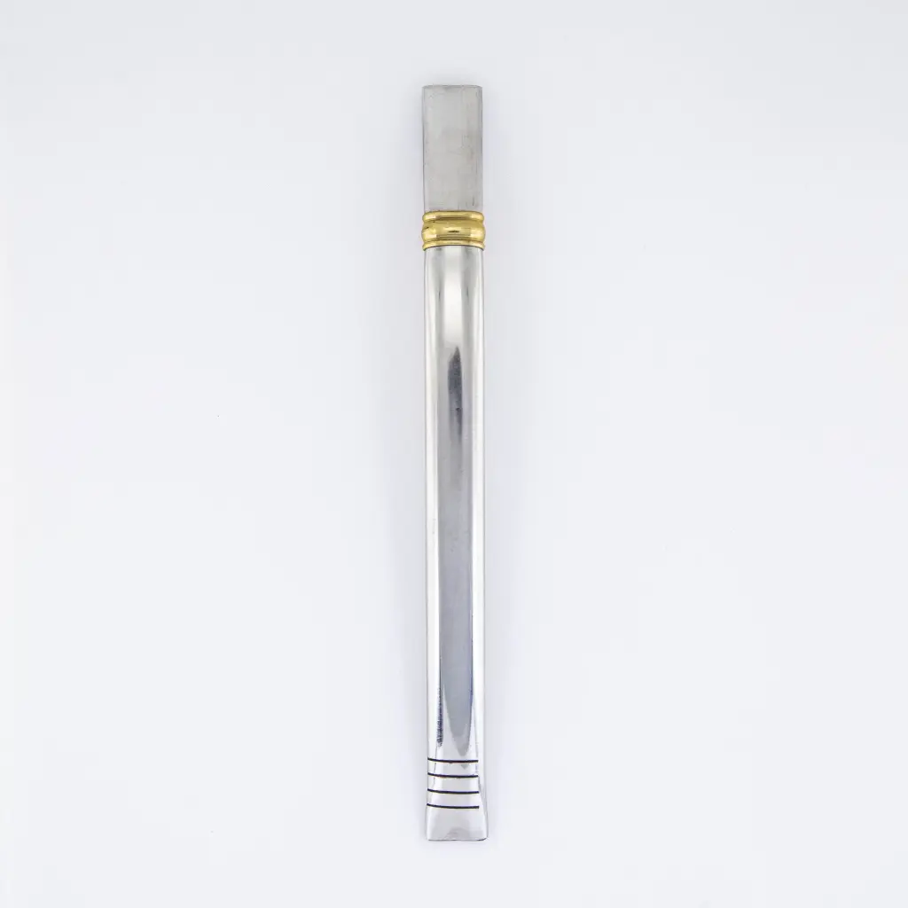 art. 650 Bombilla Malón Acero Inoxidable caño mediano chato con virola de bronce ((ninguno))