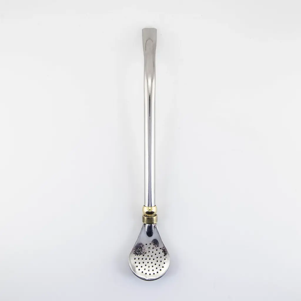 art. 970 Bombilla Malón Acero Inoxidable con refuerzo de bronce y coco paleta desarmable (Corto, Curvo)