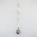 art. 121 Bombilla Alpaca Brasilera Bañada en plata caño largo redondo con aplique y coco paleta