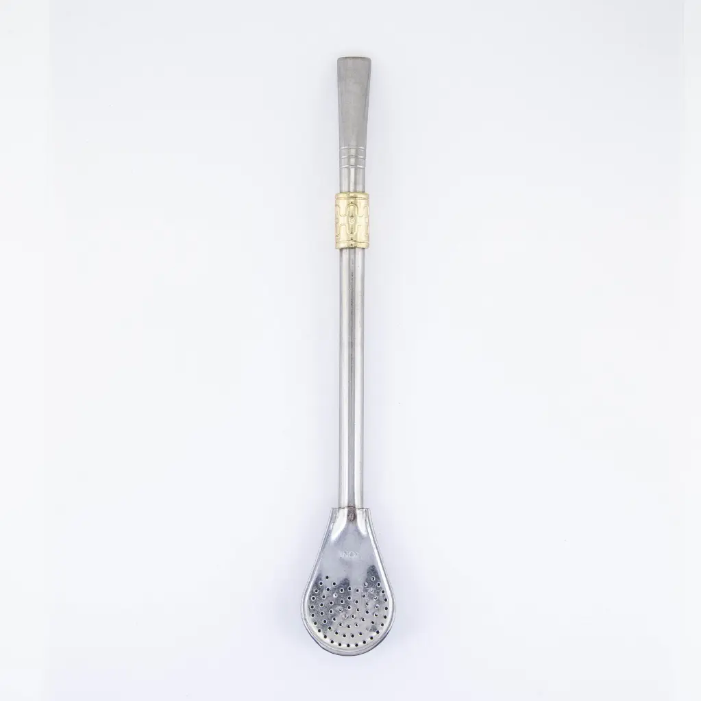 art. 121 Bombilla Alpaca Brasilera caño mediano redondo con dije y coco paleta