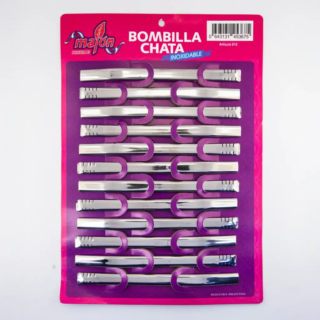 art. 610 Blister Bombilla Argentina bronce niquelado caño chato