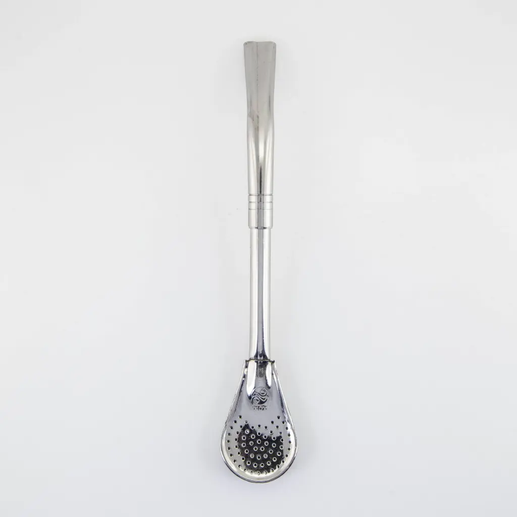 art. 127 Bombilla Malevo Acero Inoxidable caño redondo con pico de loro y coco paleta